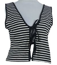 Dámský černo-bílý pruhovaný crop top na zavazování George 