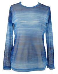 Dámské modré vzorované tylové triko 