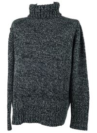 Pánský tmavomodrý melírovaný svetrový rolák 