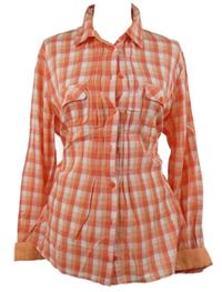 Dámská oranžovo-růžová kostkovaná halenka Streeet One 