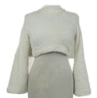 Dámská bílá chlupatá crop mikina Shein 