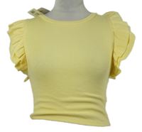 Nové - Dámské žluté žebrované crop tričko s volánky Zara 