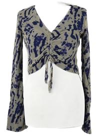 Dámské béžovo-fialové batikované tylové crop triko se stahováním Quiz 