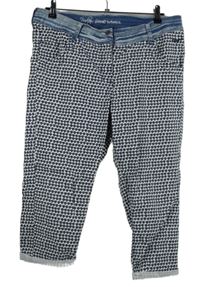 Dámské tmavomodro-bílé vzorované plátěné capri kalhoty Kenny S. 