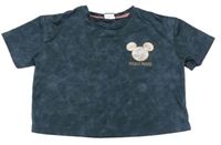 Tmavošedozelené sportovní crop tričko s Mickey Mousem zn. George