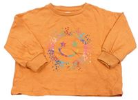 Oranžové oversize triko se smajlíkem Next