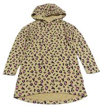 Béžové teplákové šaty s leopardím vzorem a kapucí Pepperts