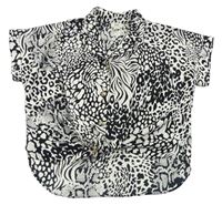 ČErno-bílá vzorovaná crop halenka River Island