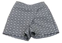 Bílo-tmavomodré vzorované sukňové kraťasy F&F