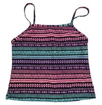Růžovo-modro-fialovo-černý vzorovaný plavkový top Primark