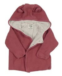 Vínový podšitý propínací svetr s kapucí C&A