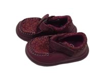 Vínové kožené boty s kytičkami Clarks vel.21