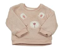 Světlerůžová chlupatá mikina s medvědem George