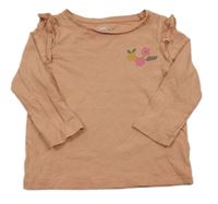 Světlerůžové triko s kytičkami F&F