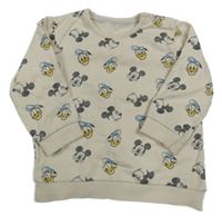 Smetanová mikina s kačerem Donaldem a Mickey Mousem George