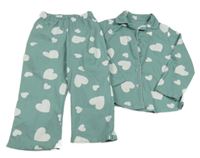 Světlemodré fleecové pyžamo se srdíčky Peacocks