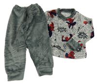 Šedé melírované chlupaté pyžamo se Spidermanem