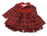 Červeno-černé kostkované šaty 