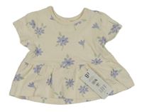 Nové - Smetanové tričko s modrými květinami George