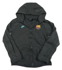 Antracitová fotbalová propínací mikina s kapucí - FC Barcelona Nike