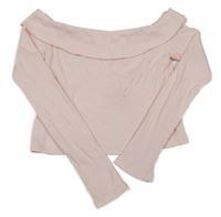 Světlerůžové žebrované crop triko s volnými rameny H&M