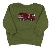 Zelená mikina s míchačkou z flitrů Topolino