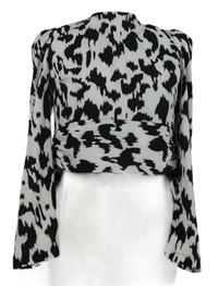 Dámská bílo-černá vzorovaná zavinovací crop halenka Shein