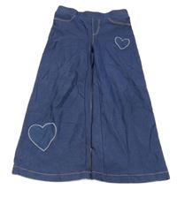 Tmavomodré široké riflové džegíny se srdíčky H&M