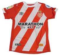 Červeno-bílé pruhované sportovní tričko s potiskem Umbro