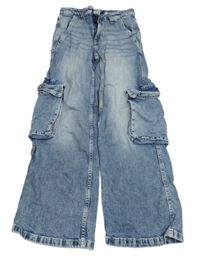 Modré wide leg rifle s kapsami H&M