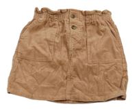Broskvová manšestrová paper bag sukně H&M