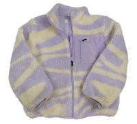 Lila-smetanová vzorovaná huňatá podšitá bunda H&M