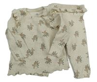 2Set - Smetanové puntíkaté žebrované triko s kytičkami + tepláky M&S