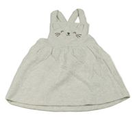 Světlešedé melírované žebrované šaty s kočičkou George