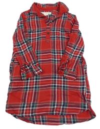 Bílo-khaki-zlaté kostkované košilové šaty H&M