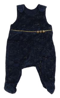 Tmavomodro-zlaté sametové dupačky s knoflíky 