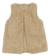 Béžová kožešinová podšitá vesta 
