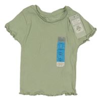 Nové - Světlekhaki žebrovanbé tričko Primark