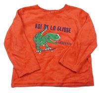 Červené plyšové pyžamové triko s dinosaurem 