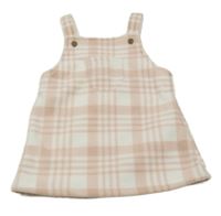 Bílo-světlerůžové kostkované fleecové laclové šaty George