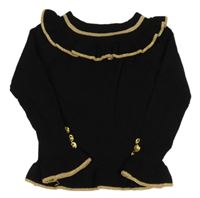 Černý svetr se zlatými proužky a gombíky River Island