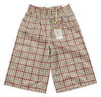 Béžovo-červené vzorovano/kostkované culottes kalhoty iDo