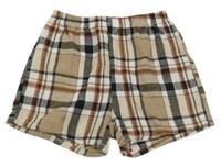 Hnědo-bílo-černé kostkované kraťasy 