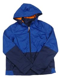 Modro-tmavomodrá šusťáková jarní funkční bunda s kapucí Quechua