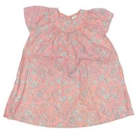 Neonově růžové plátěné šaty s květy Next