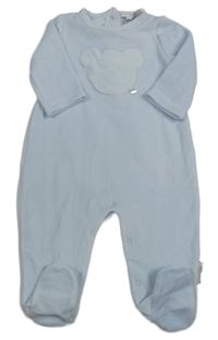 Světlemodrý sametový overal s medvídkem Bluess Baby