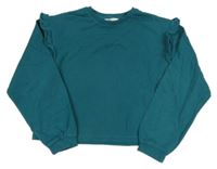 Petrolejová crop mikina s volánky H&M
