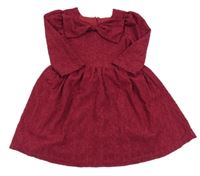 Vínové kytičkované šaty s mašlí zn. Juniors 