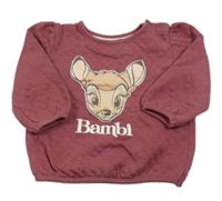 Růžová prošívaná oversize mikina s Bambim C&A