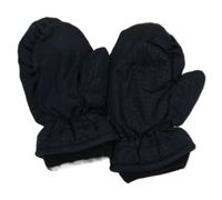 Tmavomodré vzorované šusťákové zateplené rukavice 